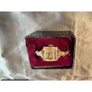 Vintage Elgin Ladies Watch 10K Gold Filled Speidel Band Runs w/ Box